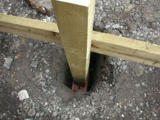 brick in post hole