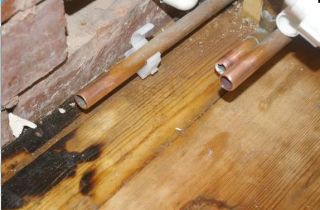 cut copper pipes