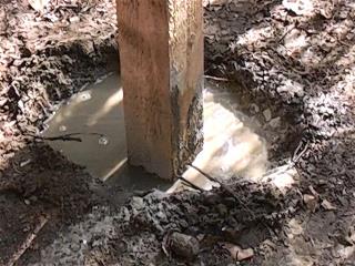 concrete in wooden posts