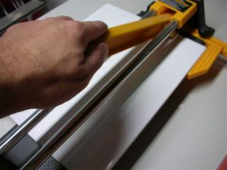 tile cutter in use